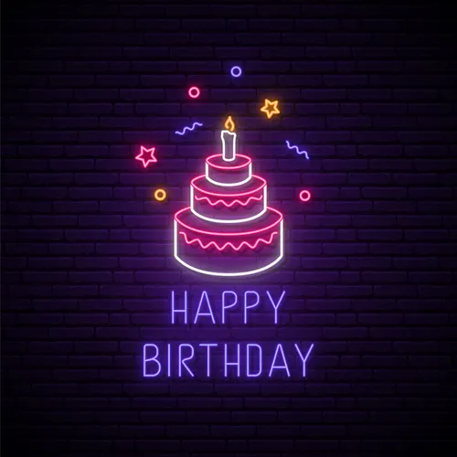 Happy Birthday with Cake Neon Sign - Australia Neon Signs