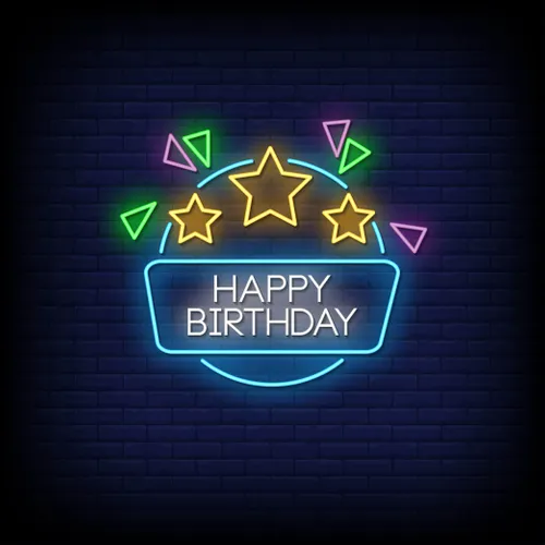 Star & Angles Happy Birthday Neon Sign - Australia Neon Signs