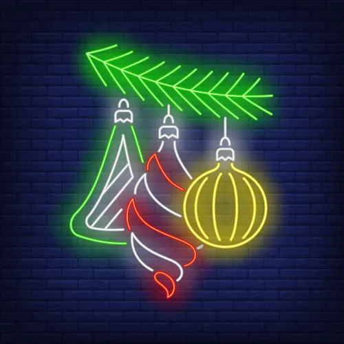 Christmas Baubles Fir Tree Branch Neon Sign - Australia Neon Signs