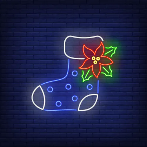 Boot Sock with Ponsettia Flower Neon Sign - Australia Neon Signs