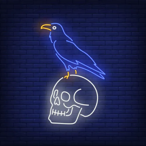 Crow Sitting Human Skull Neon Sign - Australia Neon Signs