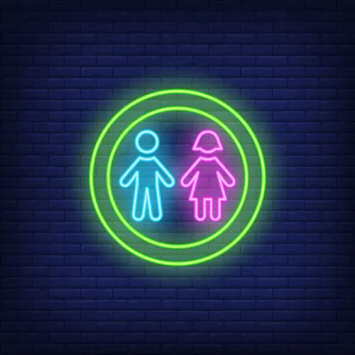 Boy & Girl Silhouettes Circle Neon Sign - Australia Neon Signs