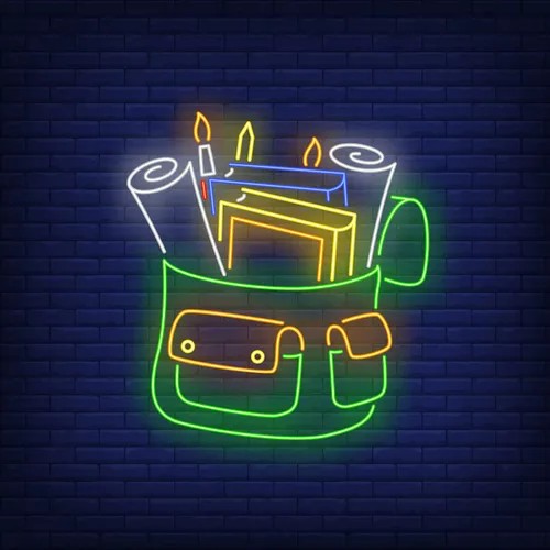 Backpack With Stationery Neon Sign - Australia Neon Signs