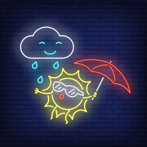 Cartoon Sun With Umbrella Rain Neon Sign - Australia Neon Signs