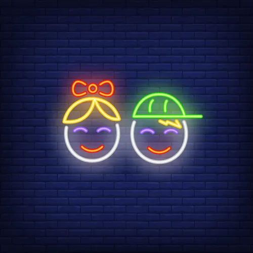 Smiling Girl Boy Faces Neon Sign - Australia Neon Signs