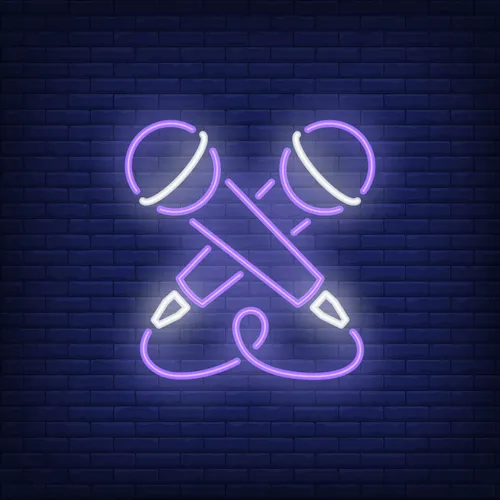 Crossed Microphone Neon Sign - Australia Neon Signs