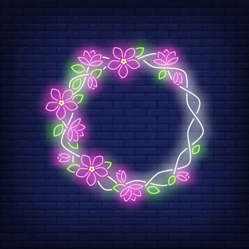 Floral Round Frame Neon Sign - Australia Neon Signs