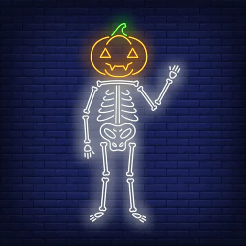 Skeleton with Pumpkin Head Neon Sign - Australia Neon Signs