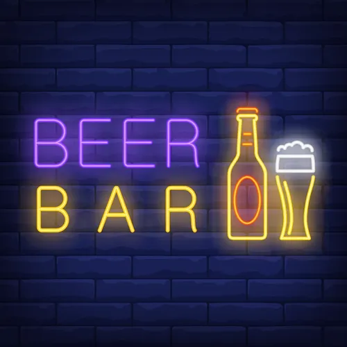 Beer & Bar with Bottle & Glass Neon - Australia Neon Signs