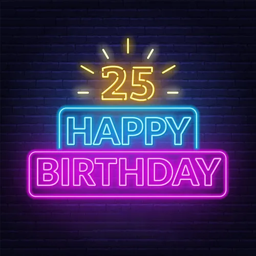 25th Happy Birthday Neon Sign - Australia Neon Signs
