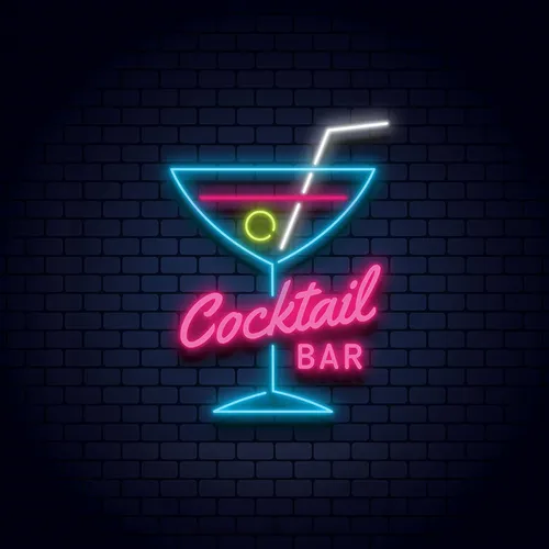 Cocktail Bar Glass & Zip Neon Sign - Australia Neon Signs