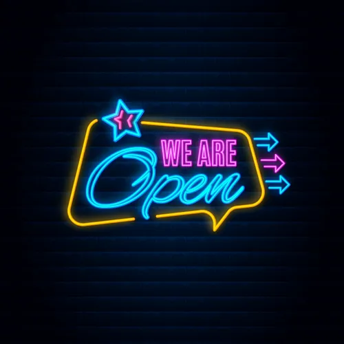 We are Open This Way Neon Sign - Australia Neon Signs