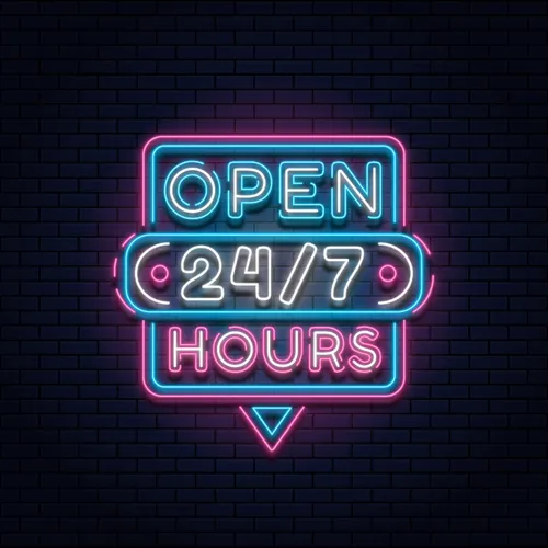 24/7 Open Hours Neon Sign - Australia Neon Signs