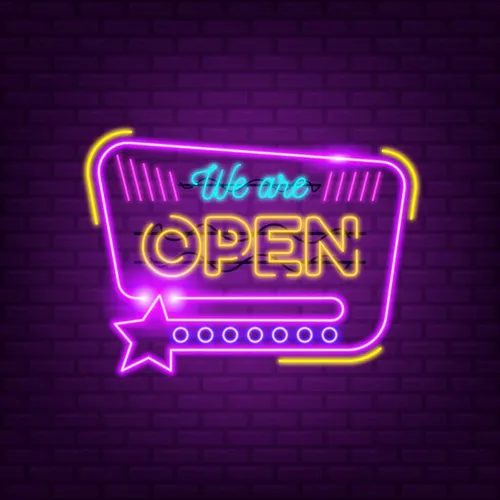 We Are Open With Star Icon Neon Sign - Australia Neon Signs