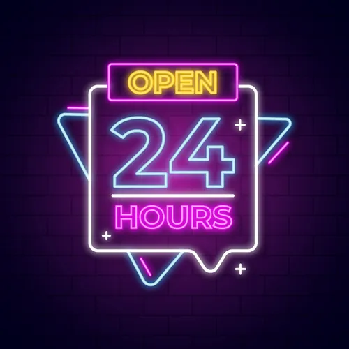 Open 24 Hours with Abstract Shapes Neon Sign - Australia Neon Signs