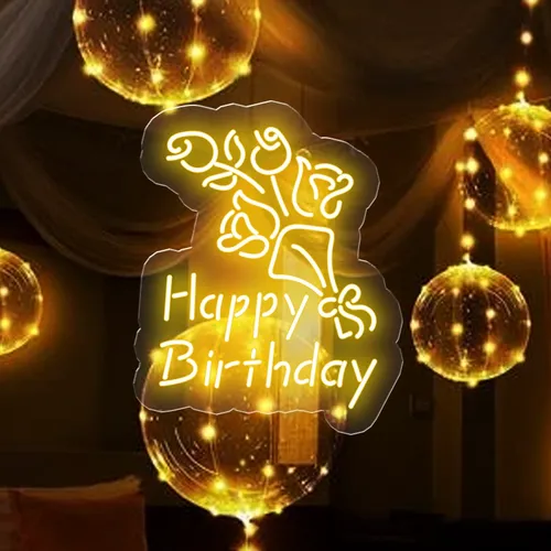 Happy Birthday Floral Neon Sign - Australia Neon Signs