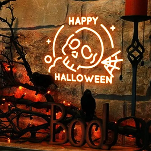 Happy Halloween Skull Neon Sign - Australia Neon Signs