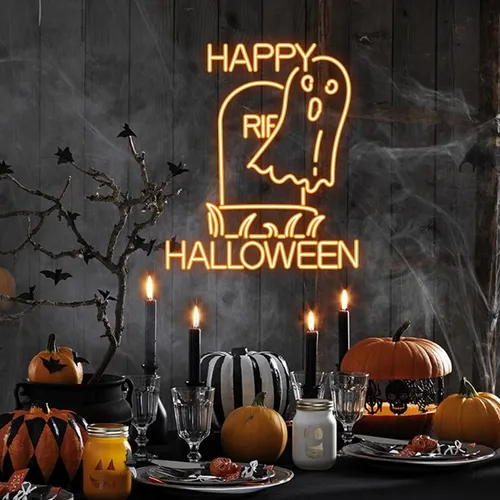 Happy Halloween Ghost Neon Sign - Australia Neon Signs