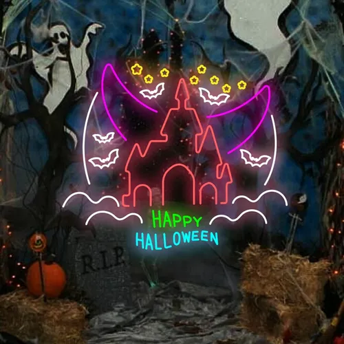 Happy Halloween Castle Neon Sign - Australia Neon Signs