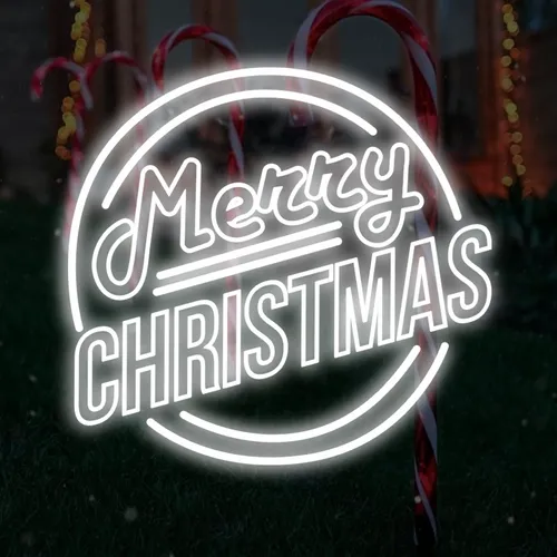 Merry Christmas Double Circle Text Neon Sign - Australia Neon Signs