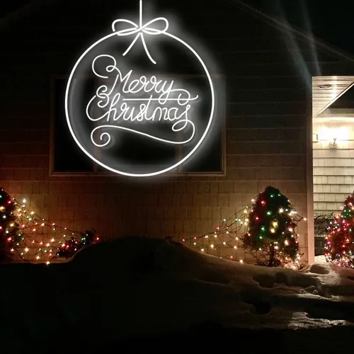 Merry  Christmas Circle Typography Neon Sign - Australia Neon Signs