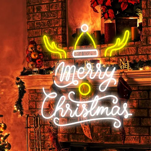 Merry Christmas Deer Horn with Hat Neon Sign - Australia Neon Signs
