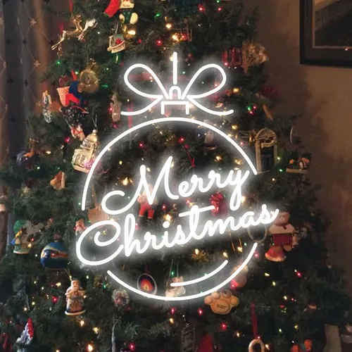 Merry Christmas Circle Text Neon Sign - Australia Neon Signs