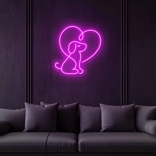 Scribble Dog Heart Neon Sign - Australia Neon Signs