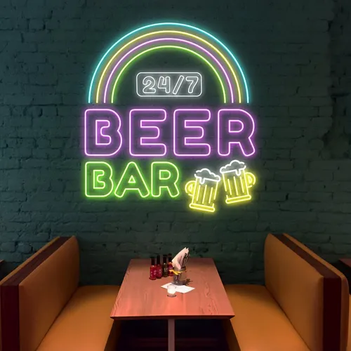 24/7 Rainbow Beer Bar Neon Sign - Australia Neon Signs