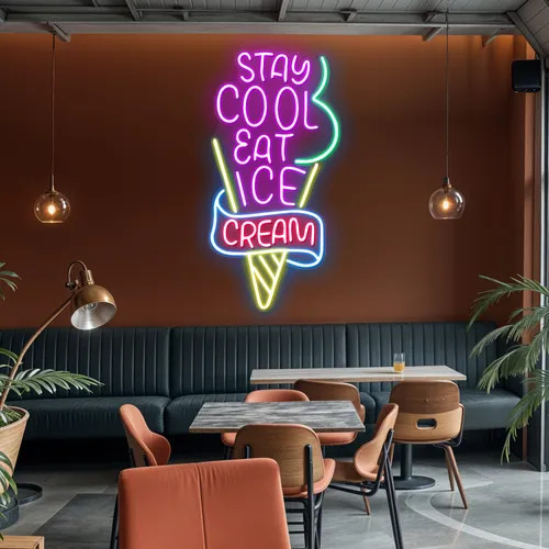 Stay Cool n Eat Ice Cream Neon Sign - Australia Neon Signs