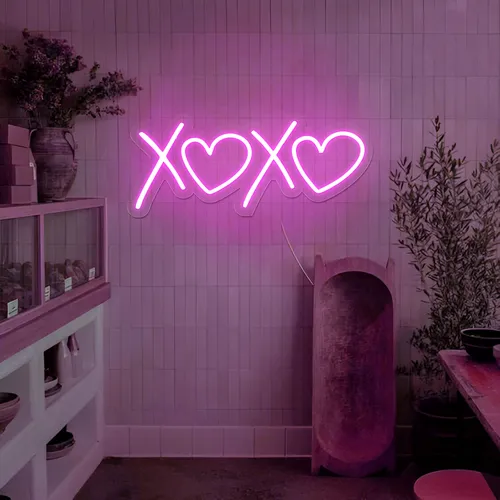 XOXO Heart Pink Neon Sign - Australia Neon Signs