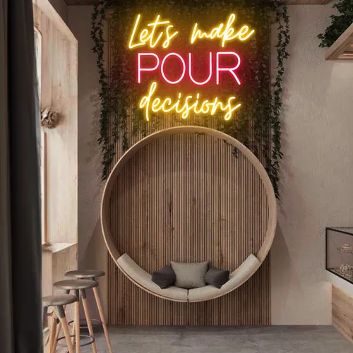 Glowing "Let's Make Pour Decisions" Neon Sign - Australia Neon Signs