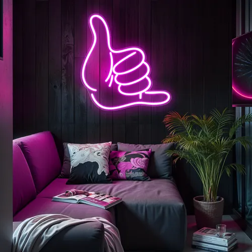 Pink Shaka Hand Neon Sign - Australia Neon Signs