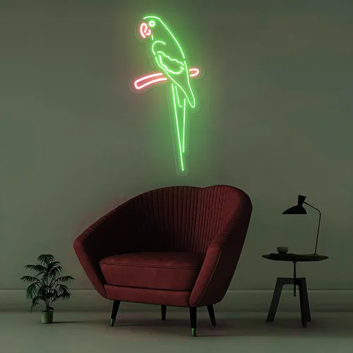 Green Parrot Vertical Neon Sign - Australia Neon Signs