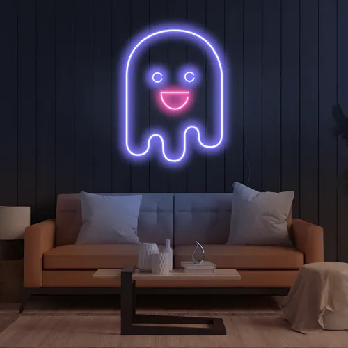 Ghost Cartoon Vertical Neon Sign - Australia Neon Signs