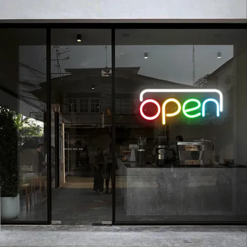 Open Multicolour Neon Sign - Australia Neon Signs
