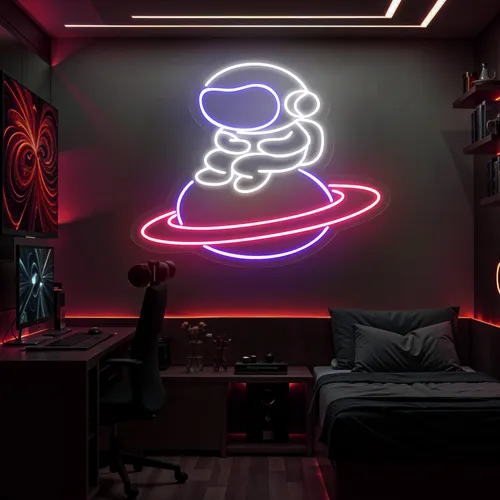Astronaut In Saturn Neon Sign - Australia Neon Signs