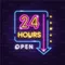 24 Hours Open Neon Sign - Australia Neon Signs