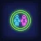 Boy & Girl Silhouettes Circle Neon Sign - Australia Neon Signs